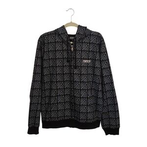 Hoyt‎ Archery Full Zip Hoodie Sweatshirt Black Gray Logo Pattern Mens XL